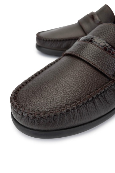  Tamer Tanca Erkek Hakiki Deri Kahverengi Loafer Ayakkabı