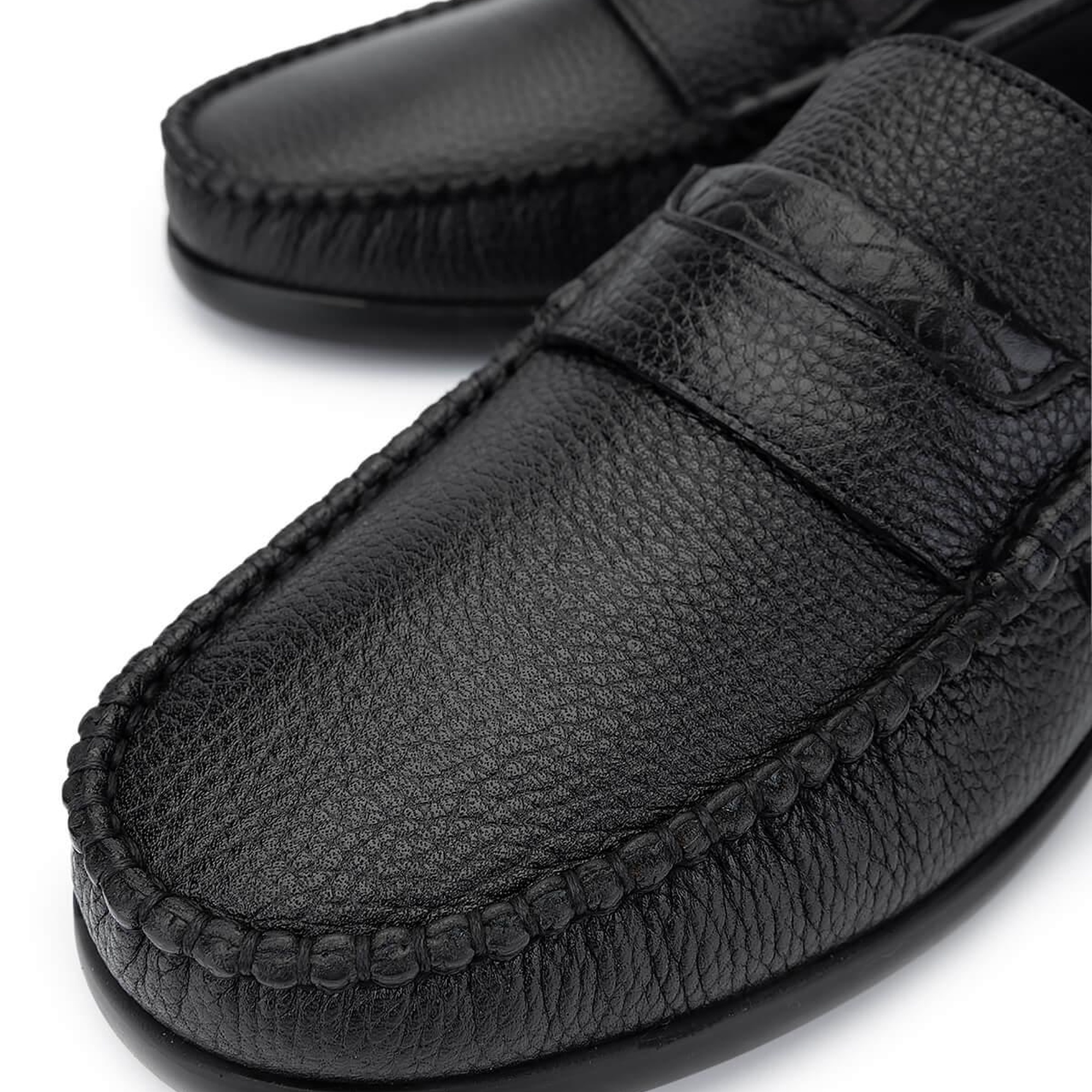 Tamer Tanca Erkek Hakiki Deri Siyah Floter Loafer Ayakkabı