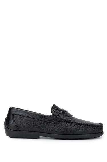  Tamer Tanca Erkek Hakiki Deri Siyah Floter Loafer Ayakkabı