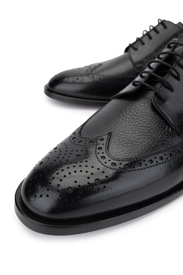  Tamer Tanca Erkek Hakiki Deri Siyah Klasik Ayakkabı