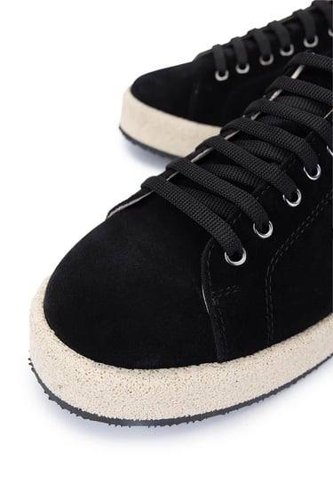  Tamer Tanca Erkek Hakiki Deri Siyah Süet Sneakers & Spor Ayakkabı