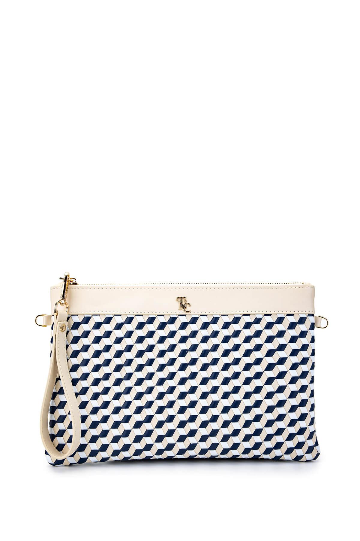  Tamer Tanca Kadın Hakiki Deri Lacivert Omuz Çanta