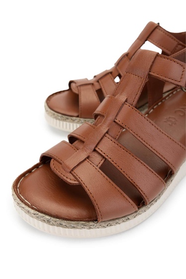  Tamer Tanca Kadın Hakiki Deri Taba Comfort Sandalet