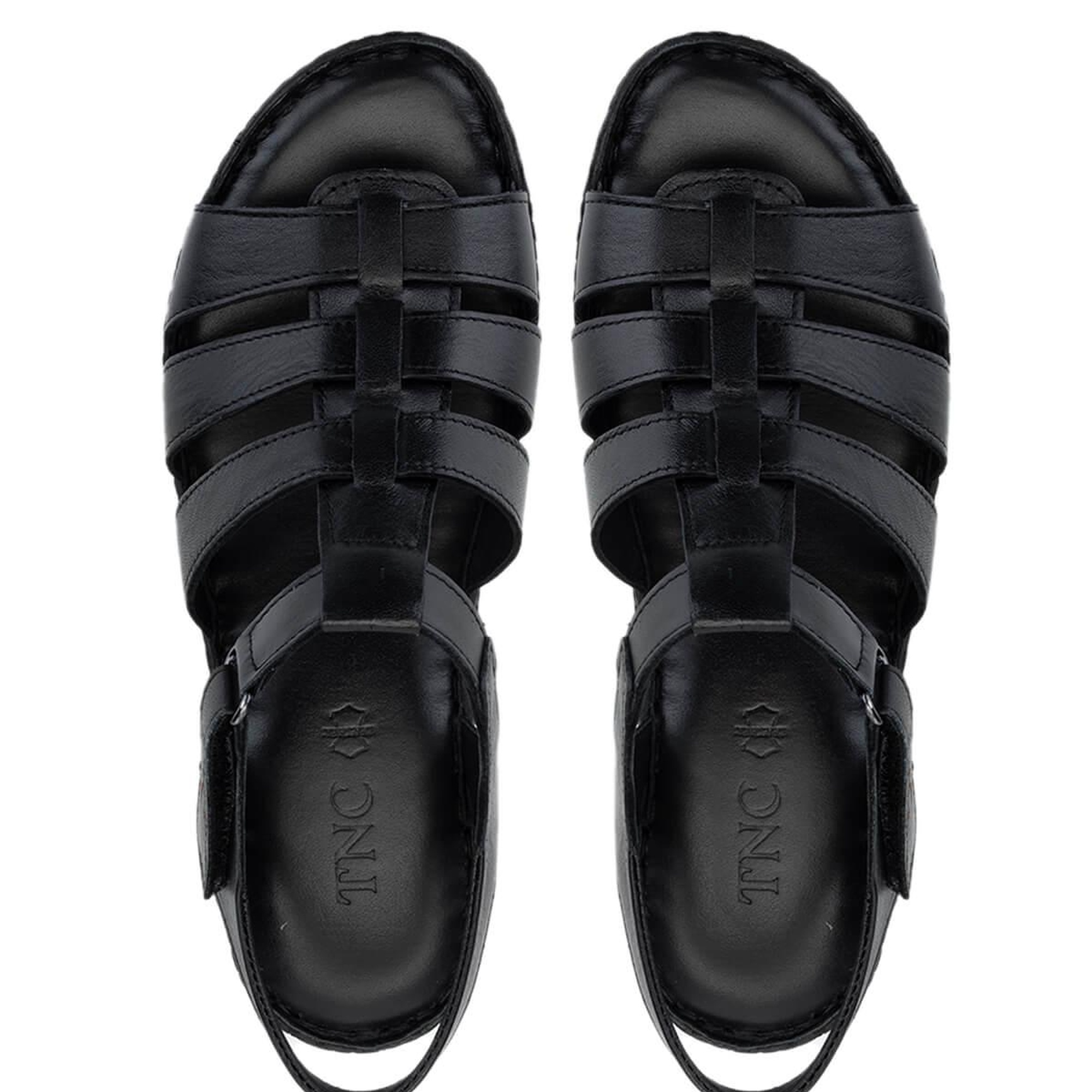 Tamer Tanca Kadın Hakiki Deri Siyah Deri Comfort Sandalet