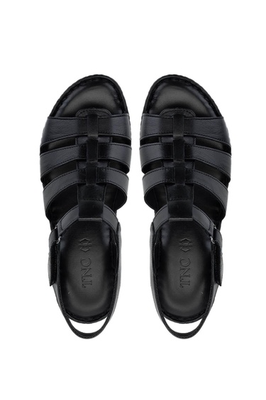  Tamer Tanca Kadın Hakiki Deri Siyah Deri Comfort Sandalet