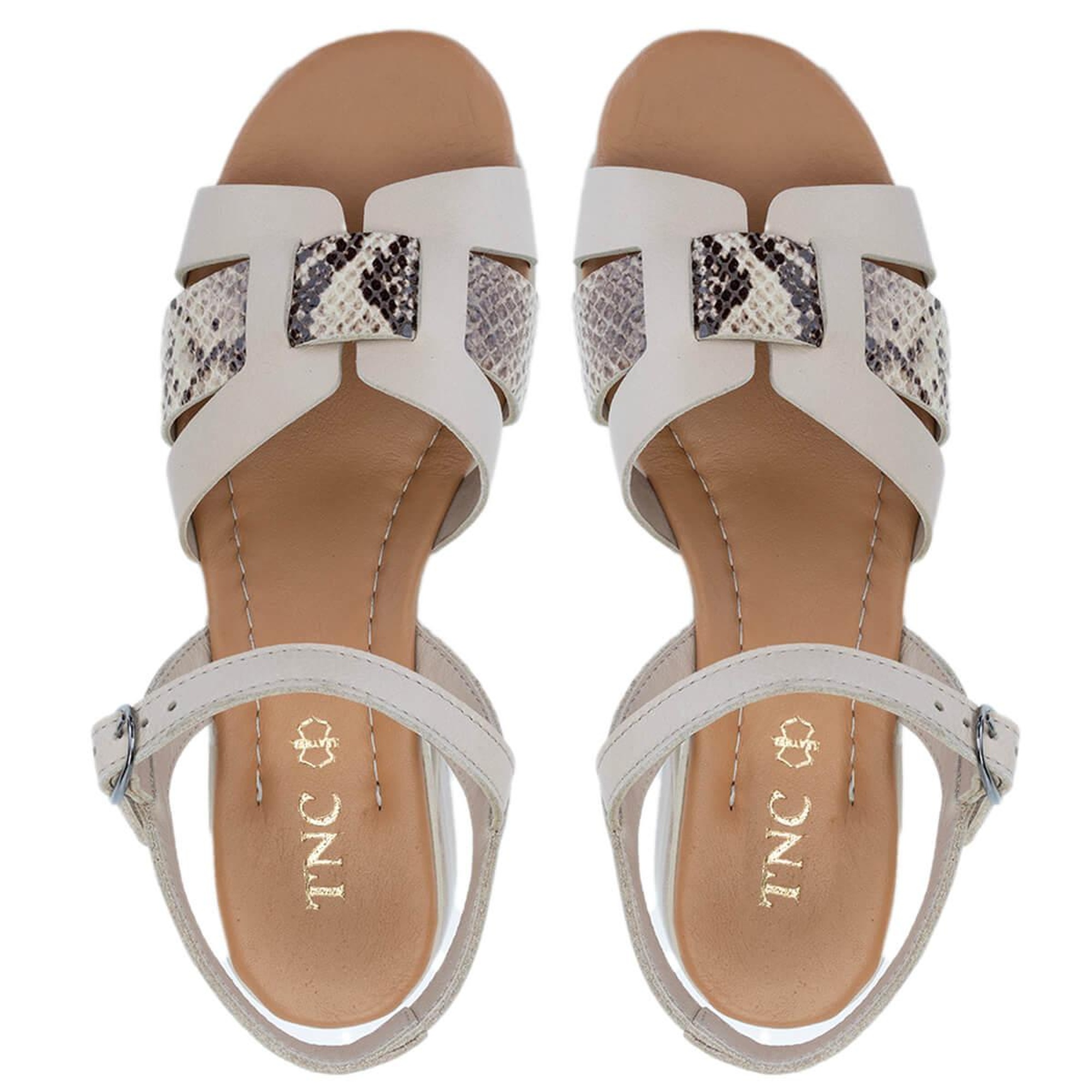 Tamer Tanca Kadın Hakiki Deri Bej Topuklu Sandalet