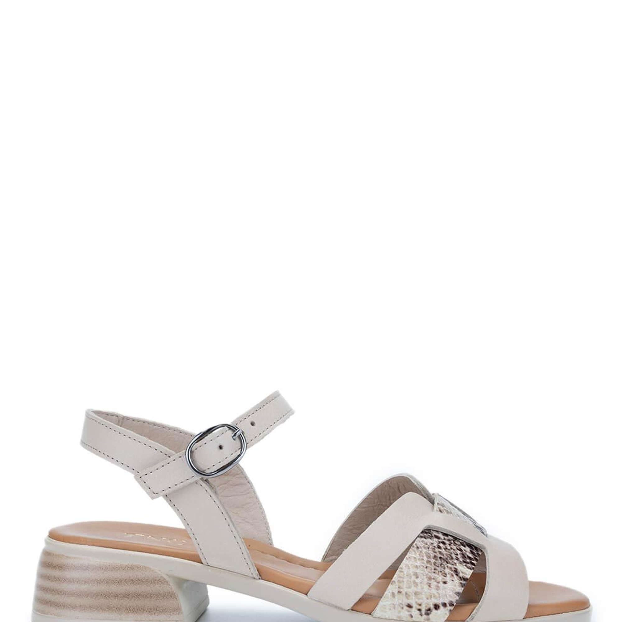 Tamer Tanca Kadın Hakiki Deri Bej Topuklu Sandalet