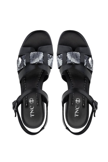  Tamer Tanca Kadın Hakiki Deri Siyah Topuklu Sandalet