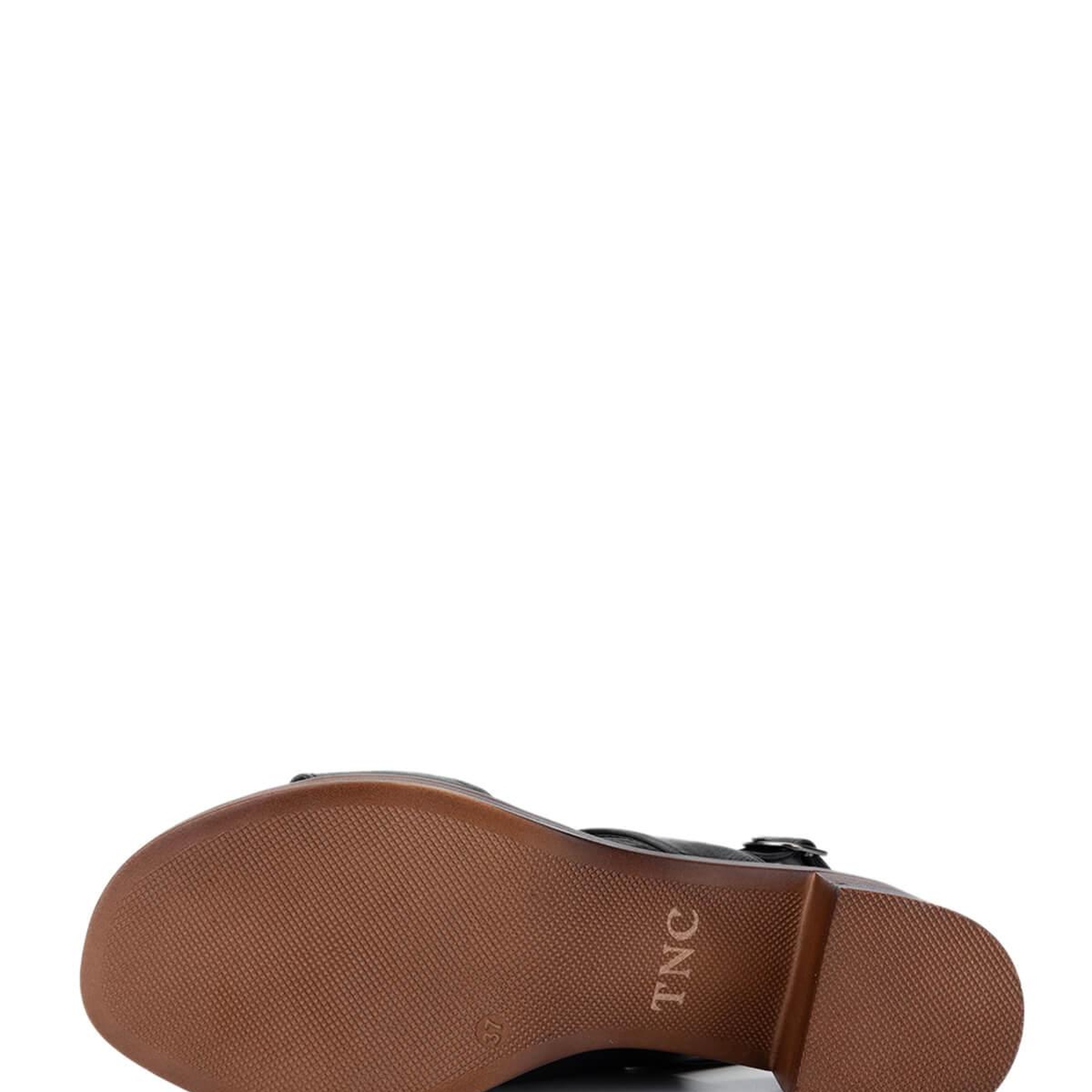 Tamer Tanca Kadın Hakiki Deri Siyah Deri Topuklu Sandalet