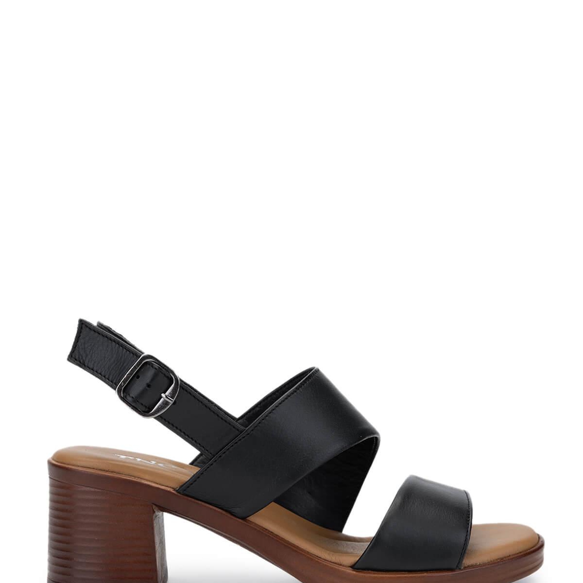 Tamer Tanca Kadın Hakiki Deri Siyah Deri Topuklu Sandalet