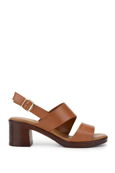  Tamer Tanca Kadın Hakiki Deri Taba Deri Topuklu Sandalet