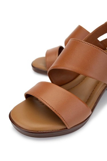  Tamer Tanca Kadın Hakiki Deri Taba Deri Topuklu Sandalet