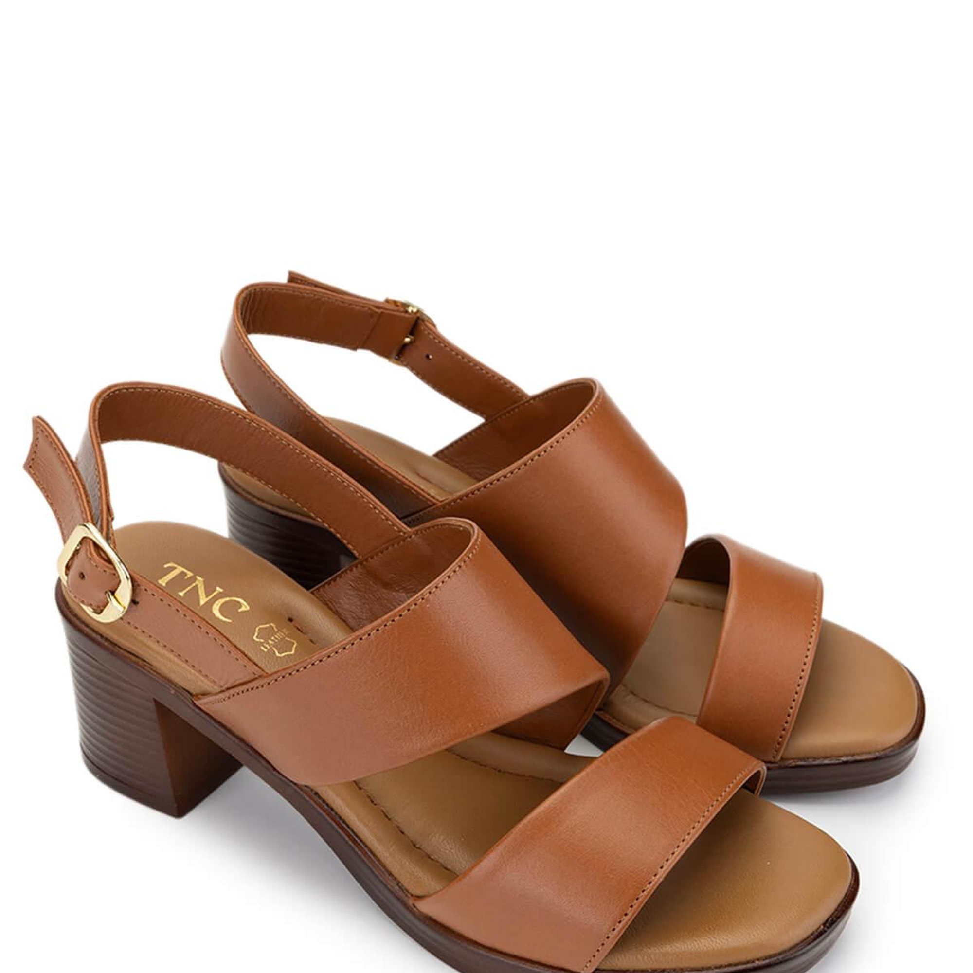Tamer Tanca Kadın Hakiki Deri Taba Deri Topuklu Sandalet