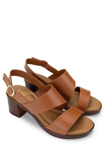  Tamer Tanca Kadın Hakiki Deri Taba Deri Topuklu Sandalet