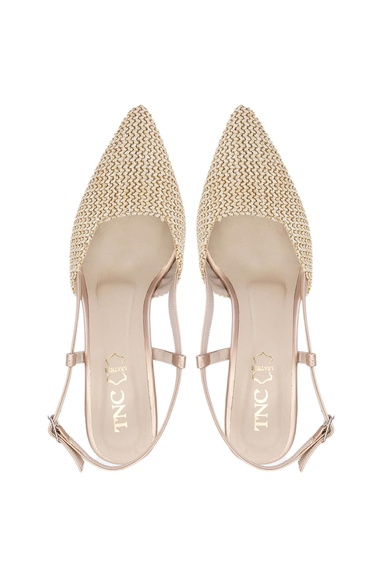  Tamer Tanca Kadın Hakiki Deri Krem Topuklu Ayakkabı