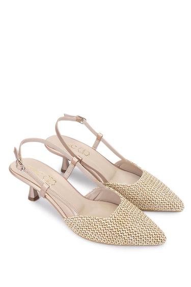  Tamer Tanca Kadın Hakiki Deri Krem Topuklu Ayakkabı