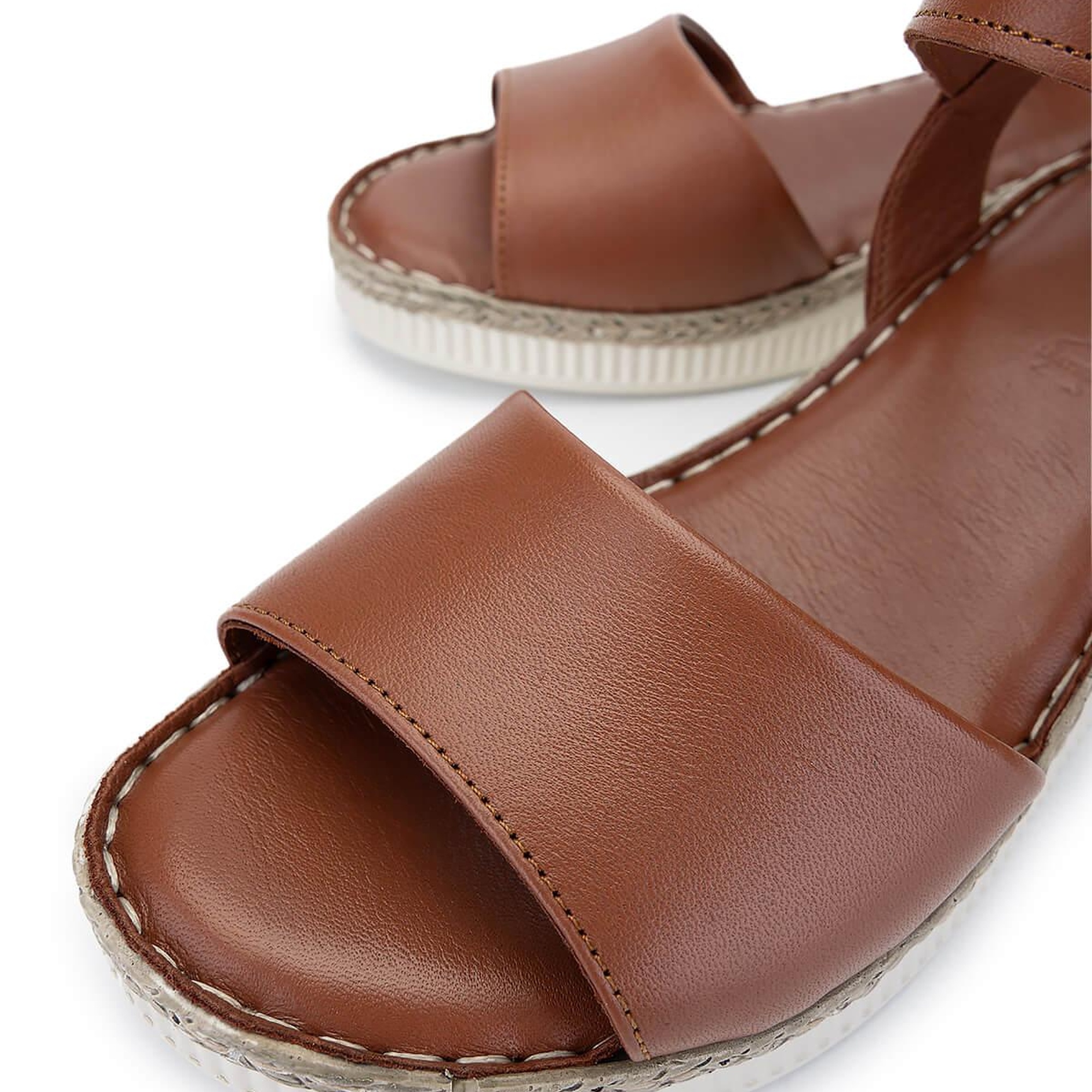 Tamer Tanca Kadın Hakiki Deri Taba Comfort Sandalet