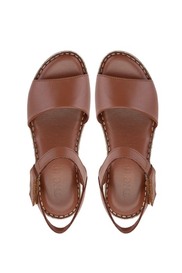  Tamer Tanca Kadın Hakiki Deri Taba Comfort Sandalet