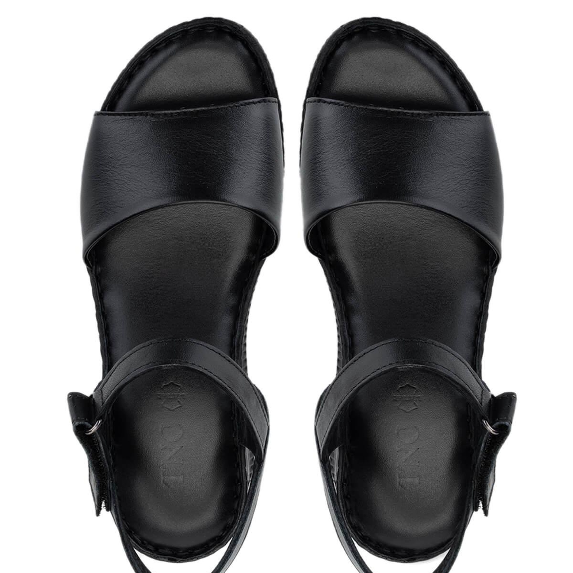 Tamer Tanca Kadın Hakiki Deri Siyah Deri Comfort Sandalet