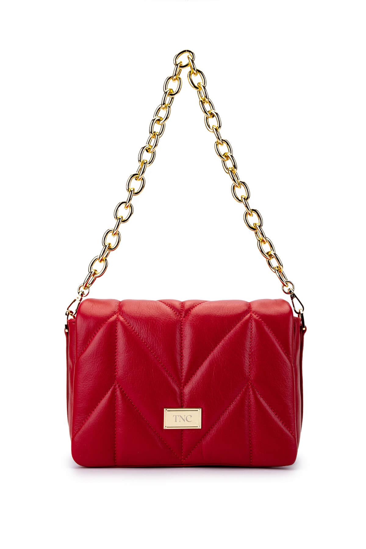  Tamer Tanca Kadın Hakiki Deri Kırmızı Omuz Çanta