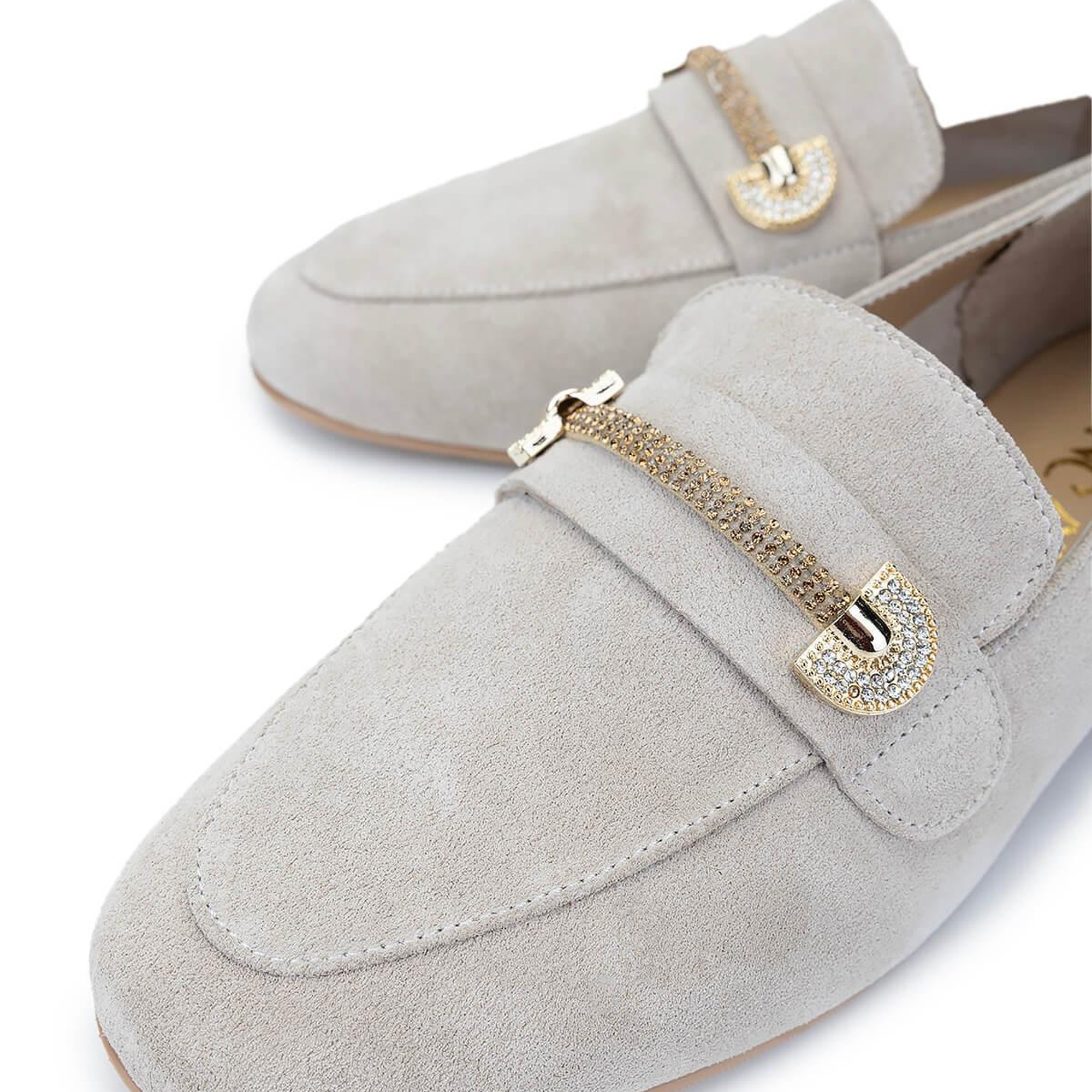 Tamer Tanca Kadın Hakiki Deri Bej Süet Loafer Ayakkabı