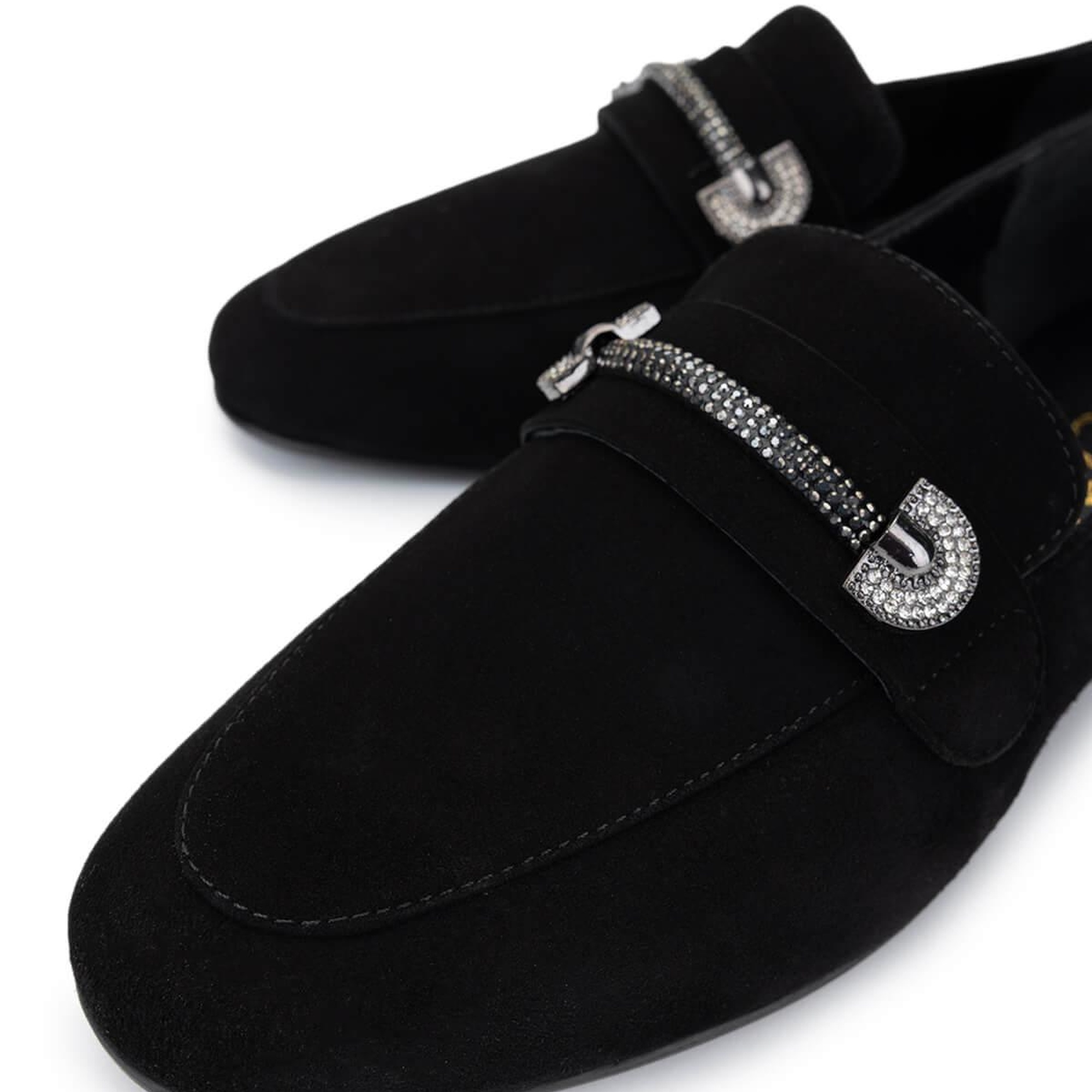 Tamer Tanca Kadın Hakiki Deri Siyah Süet Loafer Ayakkabı