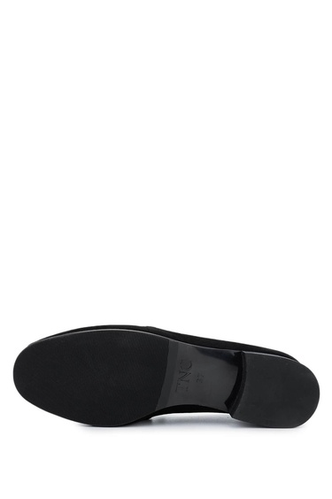  Tamer Tanca Kadın Hakiki Deri Siyah Süet Loafer Ayakkabı