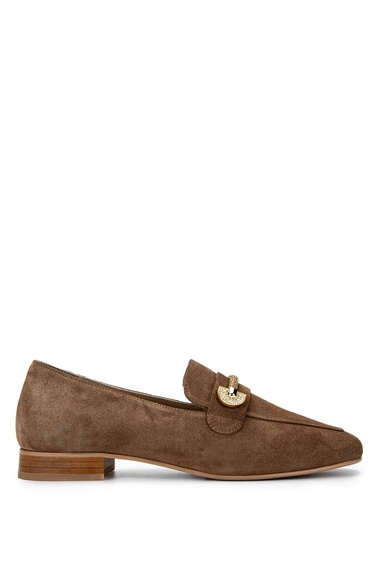  Tamer Tanca Kadın Hakiki Deri Tütün Süet Loafer Ayakkabı