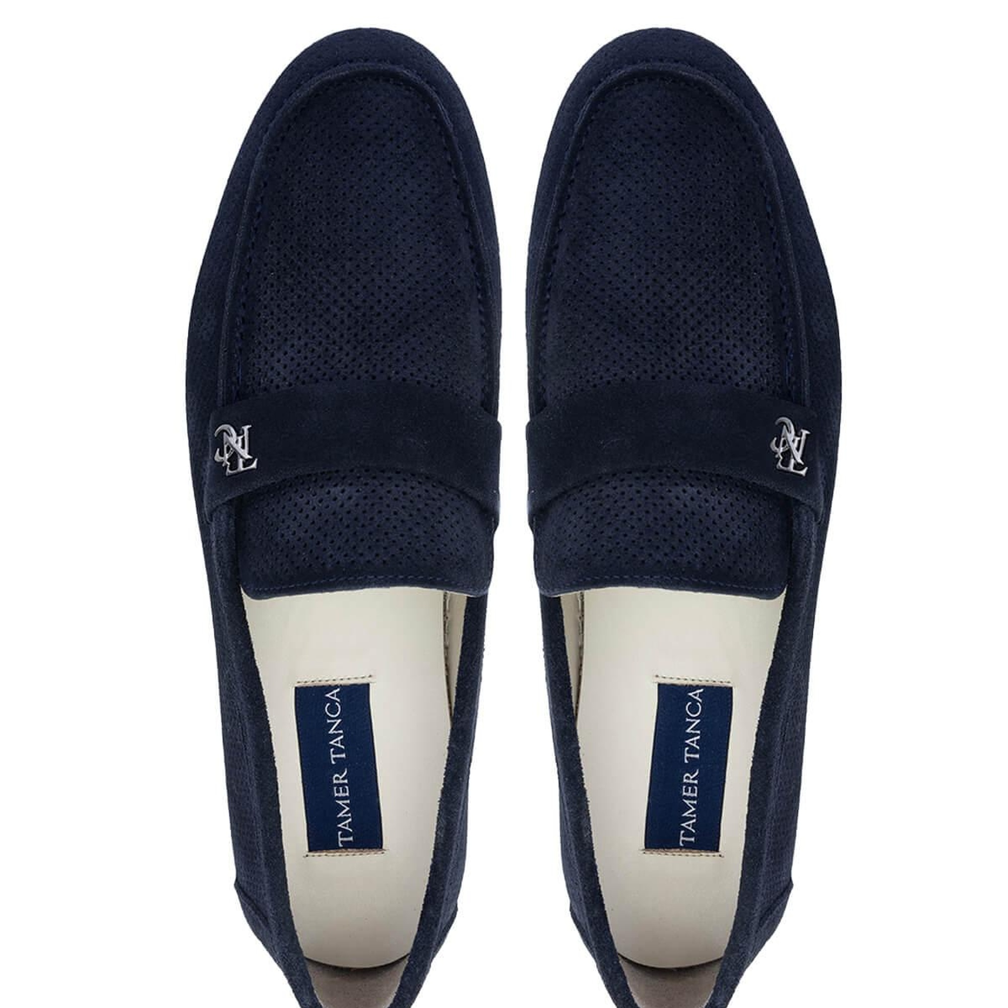Tamer Tanca Erkek Hakiki Deri Lacivert Süet Loafer Ayakkabı