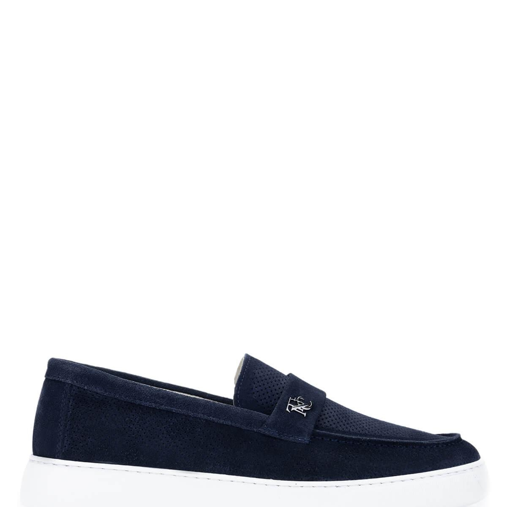 Tamer Tanca Erkek Hakiki Deri Lacivert Süet Loafer Ayakkabı