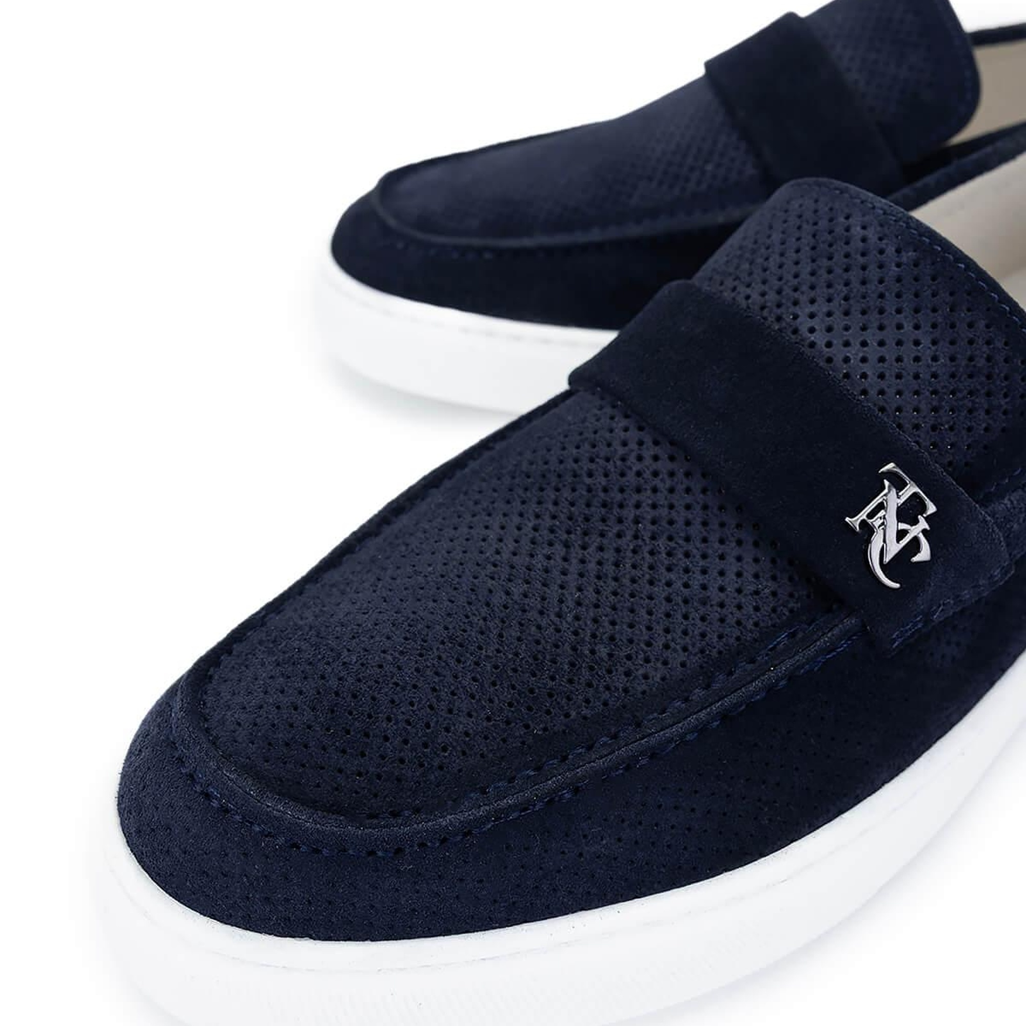 Tamer Tanca Erkek Hakiki Deri Lacivert Süet Loafer Ayakkabı