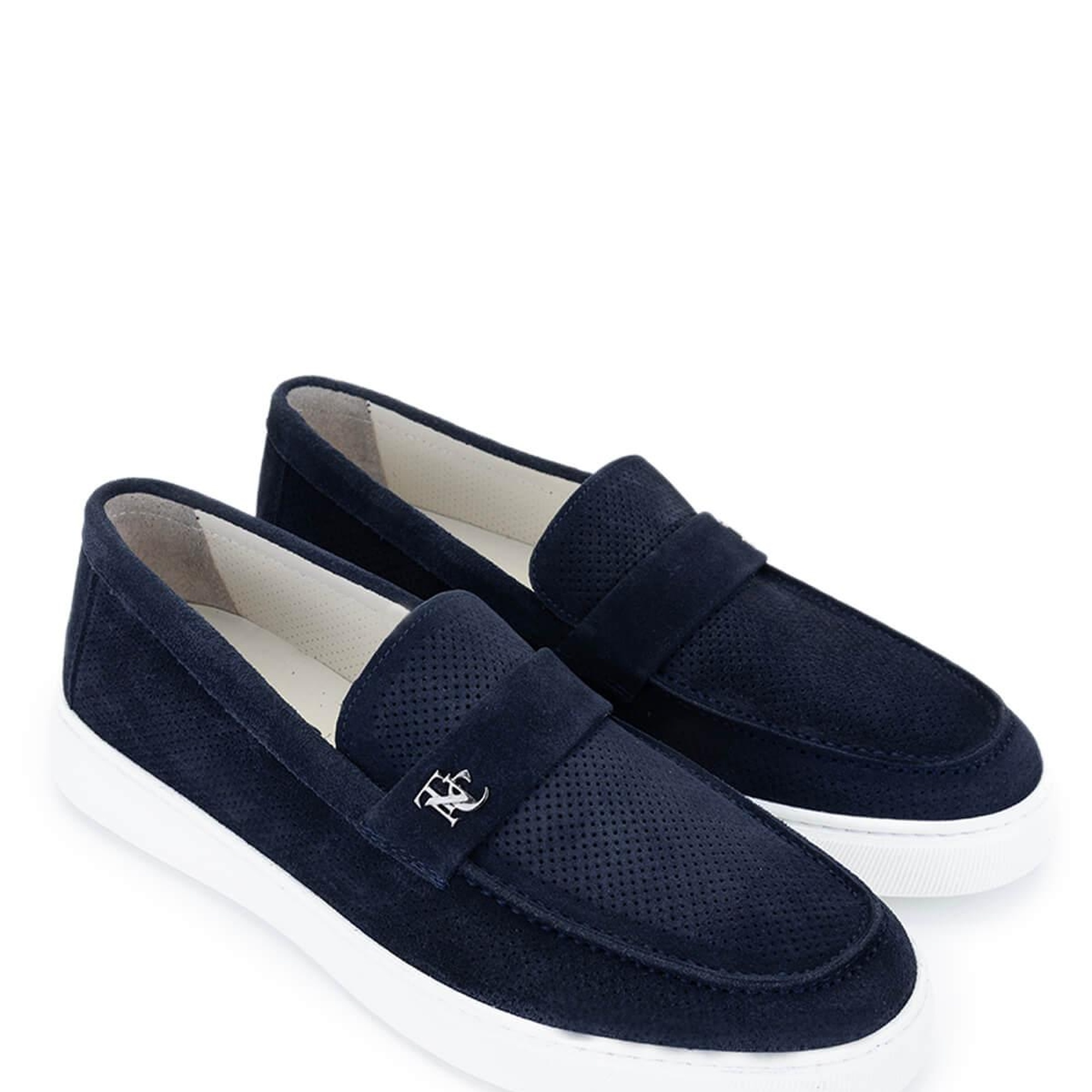 Tamer Tanca Erkek Hakiki Deri Lacivert Süet Loafer Ayakkabı