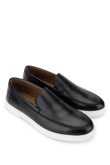  Tamer Tanca Erkek Hakiki Deri Siyah Loafer Ayakkabı