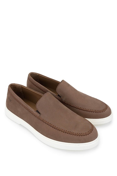  Tamer Tanca Erkek Hakiki Deri Kahverengi Loafer Ayakkabı