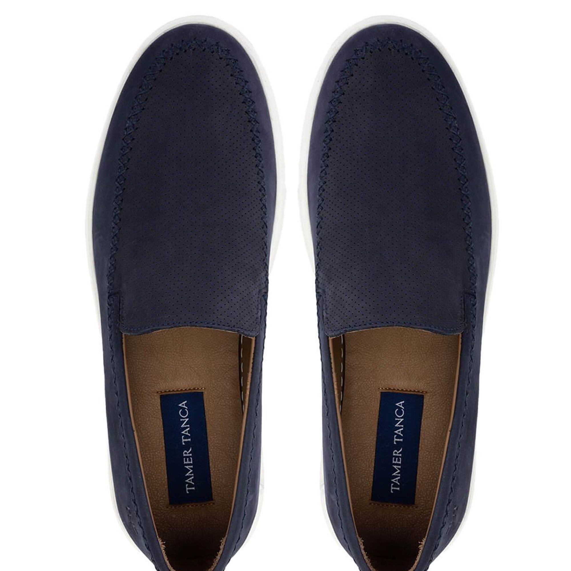 Tamer Tanca Erkek Hakiki Deri Lacivert Nubuk Loafer Ayakkabı