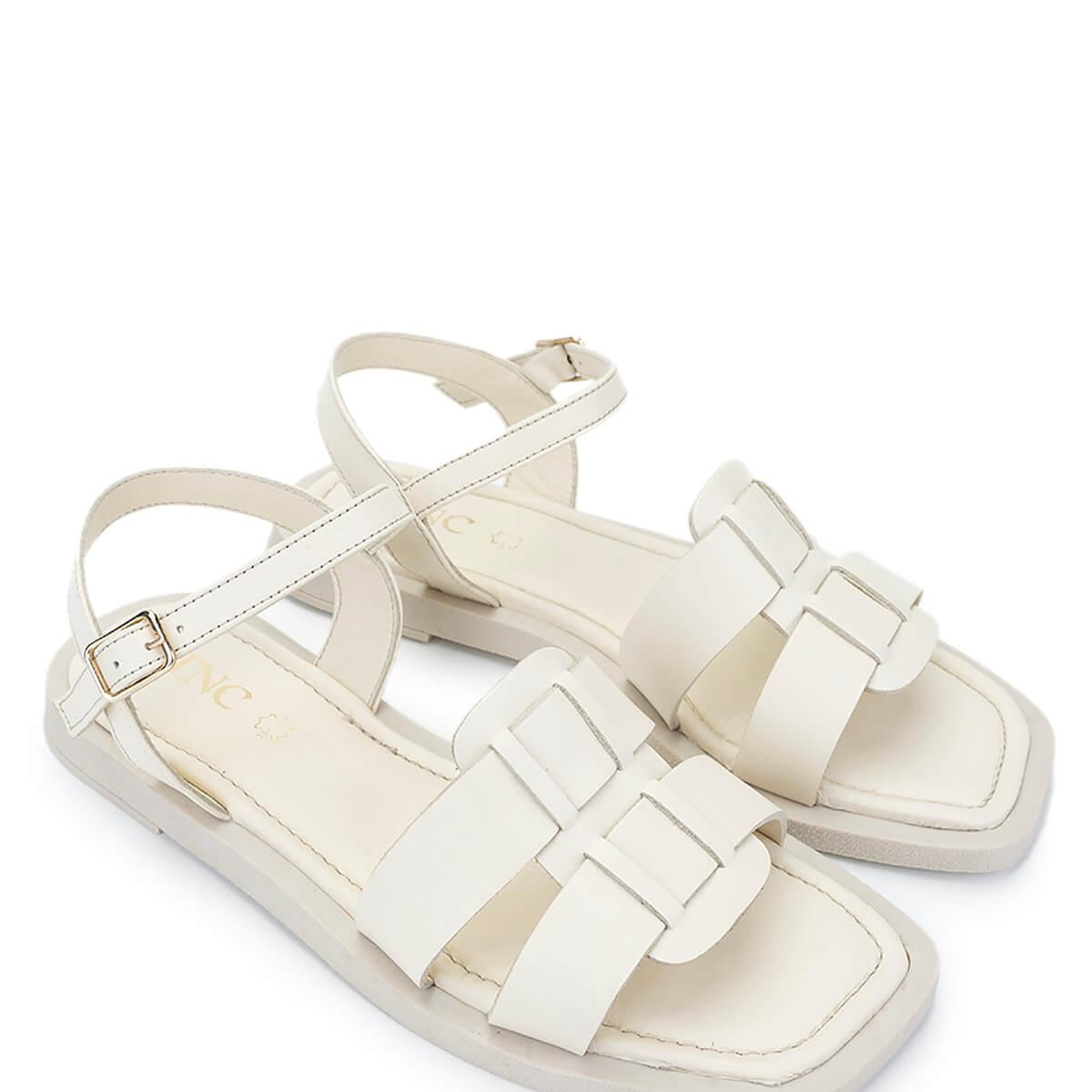 Tamer Tanca Kadın Hakiki Deri Bej Düz Sandalet