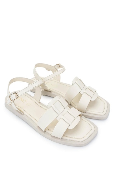  Tamer Tanca Kadın Hakiki Deri Bej Düz Sandalet