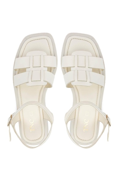  Tamer Tanca Kadın Hakiki Deri Bej Düz Sandalet