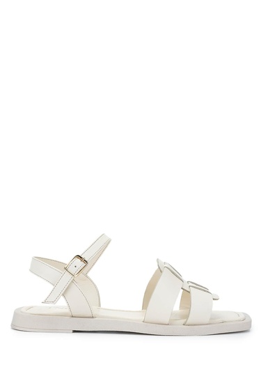  Tamer Tanca Kadın Hakiki Deri Bej Düz Sandalet