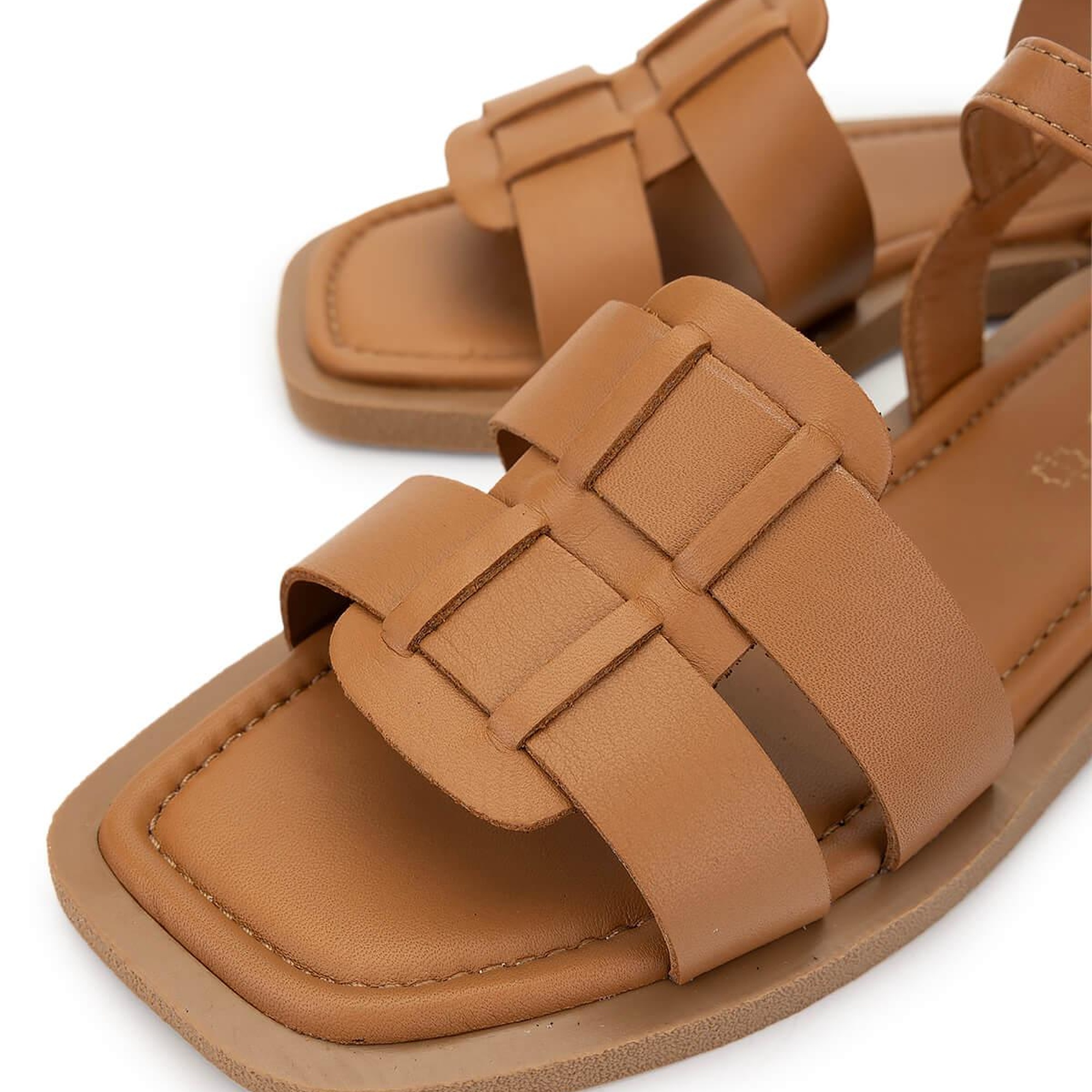 Tamer Tanca Kadın Hakiki Deri Koyu Taba Düz Sandalet