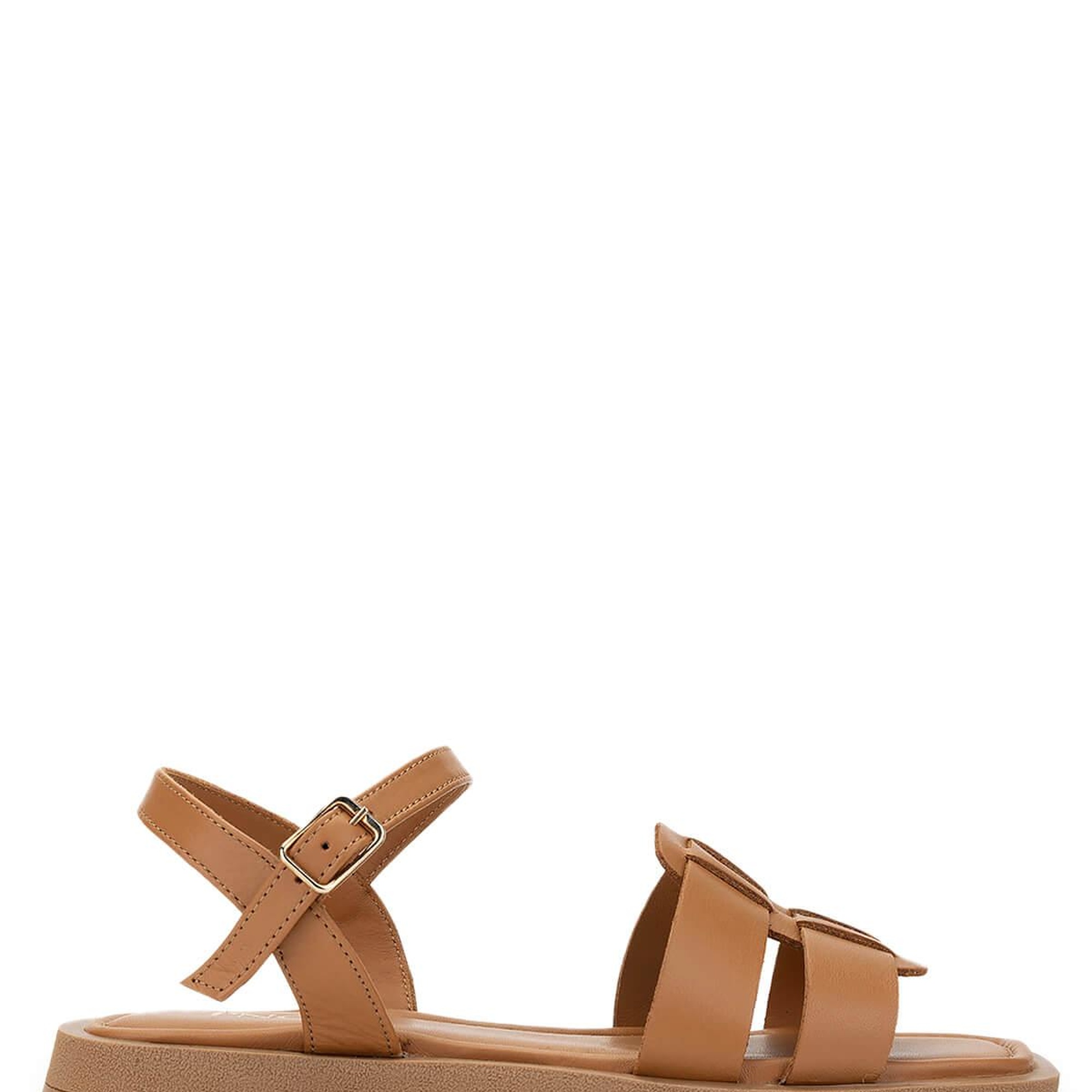 Tamer Tanca Kadın Hakiki Deri Koyu Taba Düz Sandalet