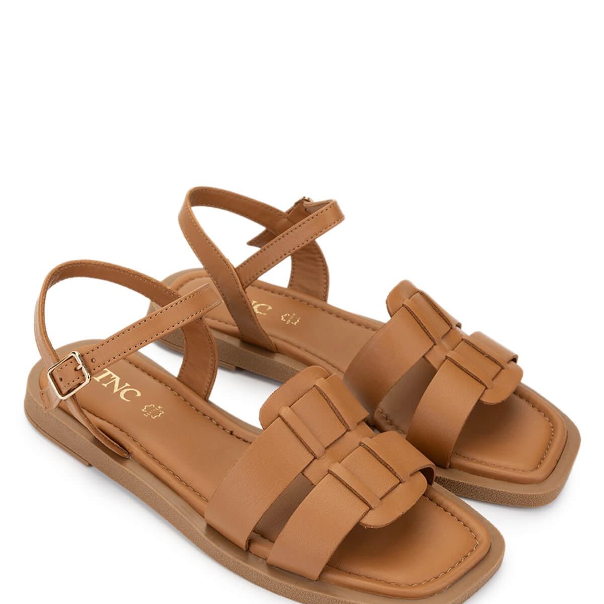 Tamer Tanca Kadın Hakiki Deri Koyu Taba Düz Sandalet