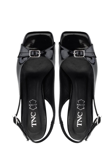  Tamer Tanca Kadın Hakiki Deri Siyah Rugan Topuklu Ayakkabı