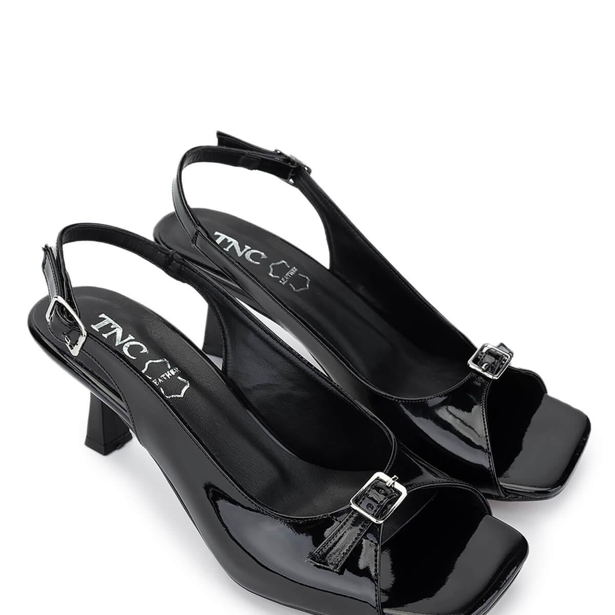 Tamer Tanca Kadın Hakiki Deri Siyah Rugan Topuklu Ayakkabı