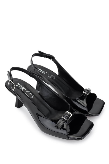  Tamer Tanca Kadın Hakiki Deri Siyah Rugan Topuklu Ayakkabı