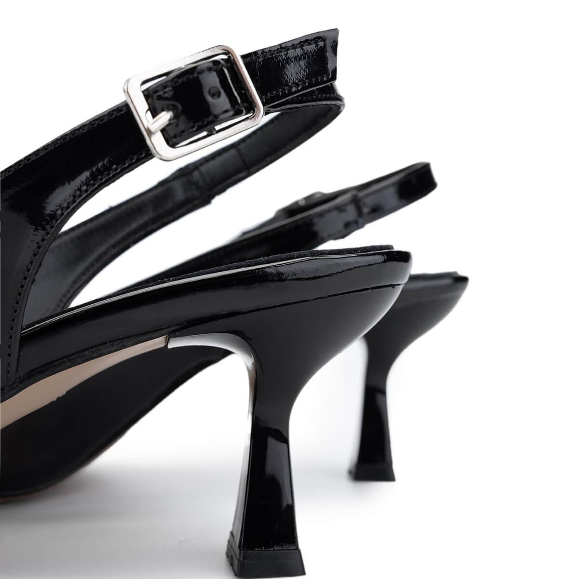 Tamer Tanca Kadın Hakiki Deri Siyah Rugan Topuklu Ayakkabı