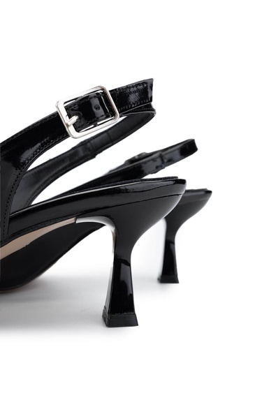  Tamer Tanca Kadın Hakiki Deri Siyah Rugan Topuklu Ayakkabı