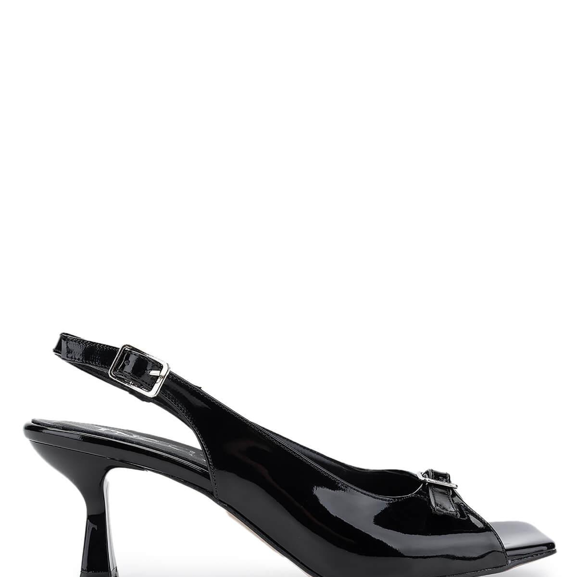 Tamer Tanca Kadın Hakiki Deri Siyah Rugan Topuklu Ayakkabı