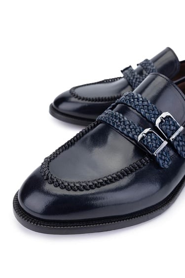  Tamer Tanca Erkek Hakiki Deri Lacivert Klasik Ayakkabı