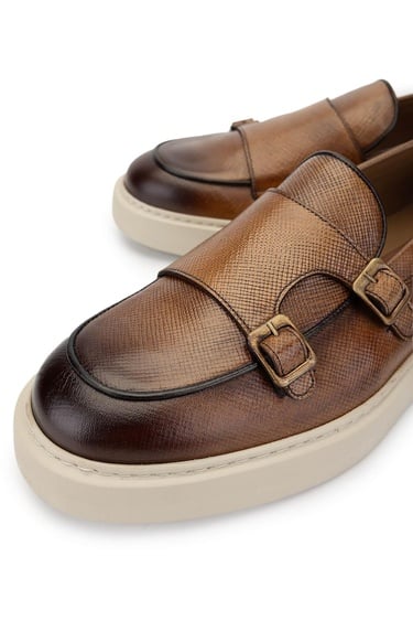  Tamer Tanca Erkek Hakiki Deri Kahverengi Loafer Ayakkabı